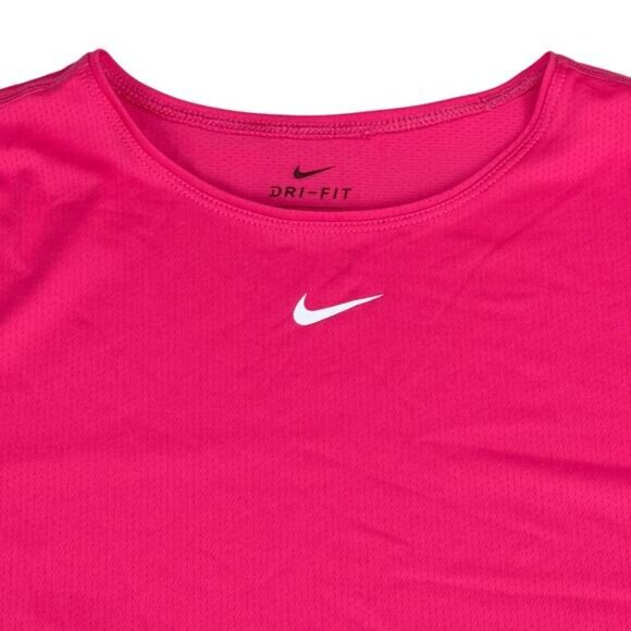 NIKE Pro Women's Short-Sleeve Mesh Training Top Sz Medium Pink - Picture 3 of 5
